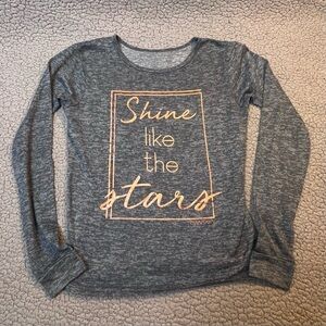 Danskin Long Sleeve Shirt Girls Size 12 Blue And Gold Graphic Print